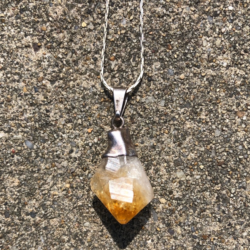 White and orange quartz necklace